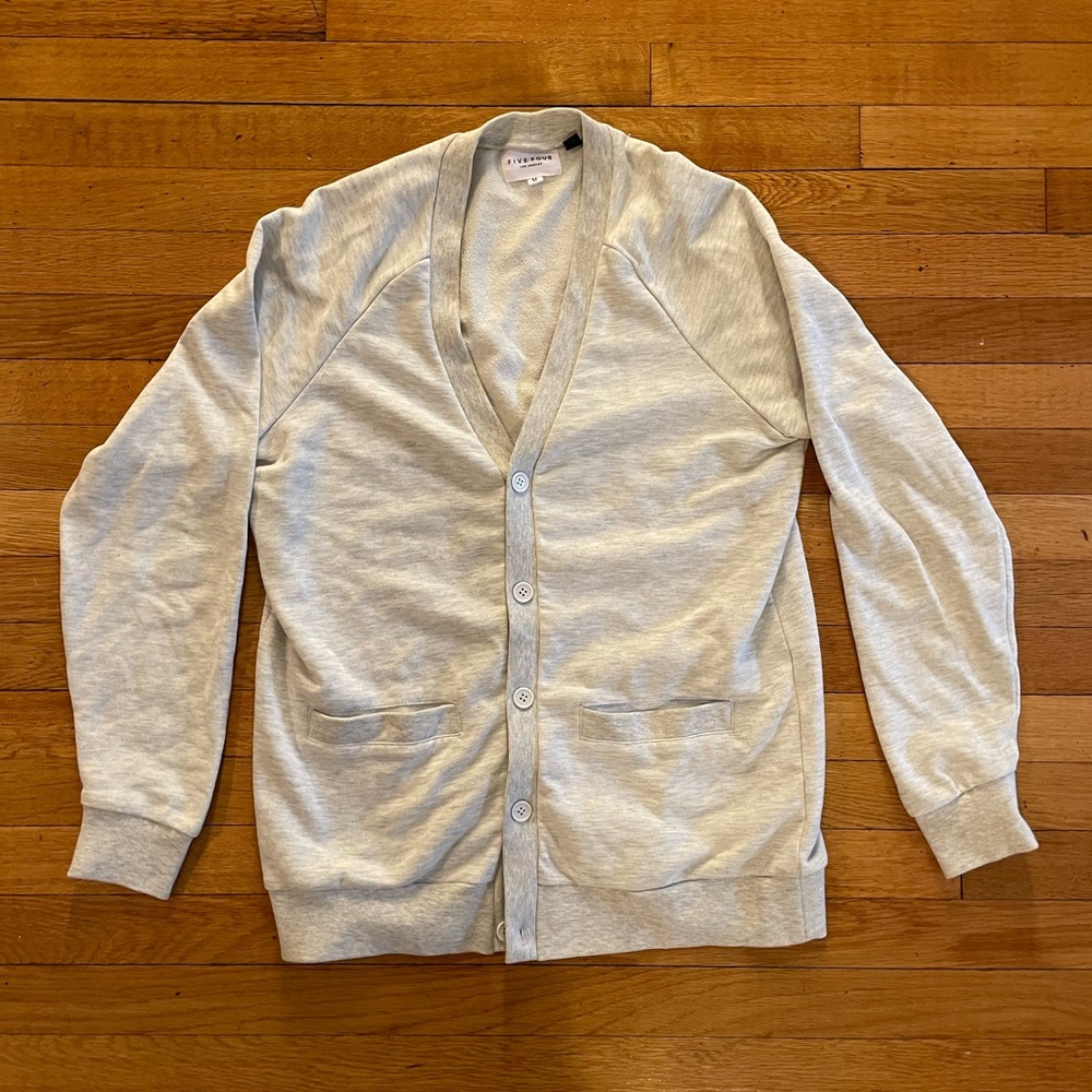 Five Four Los Angeles Mens Cream Cardigan Sweatshirt Button Front Size Medium